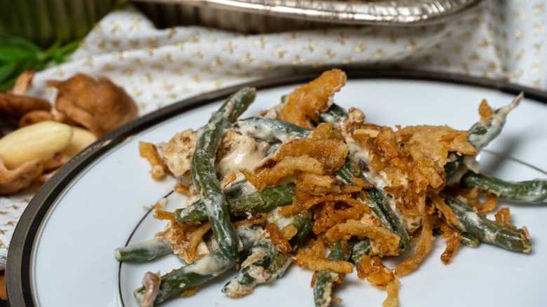 Smoked Green Bean Casserole With Homemade Mushroom Soup on the Traeger