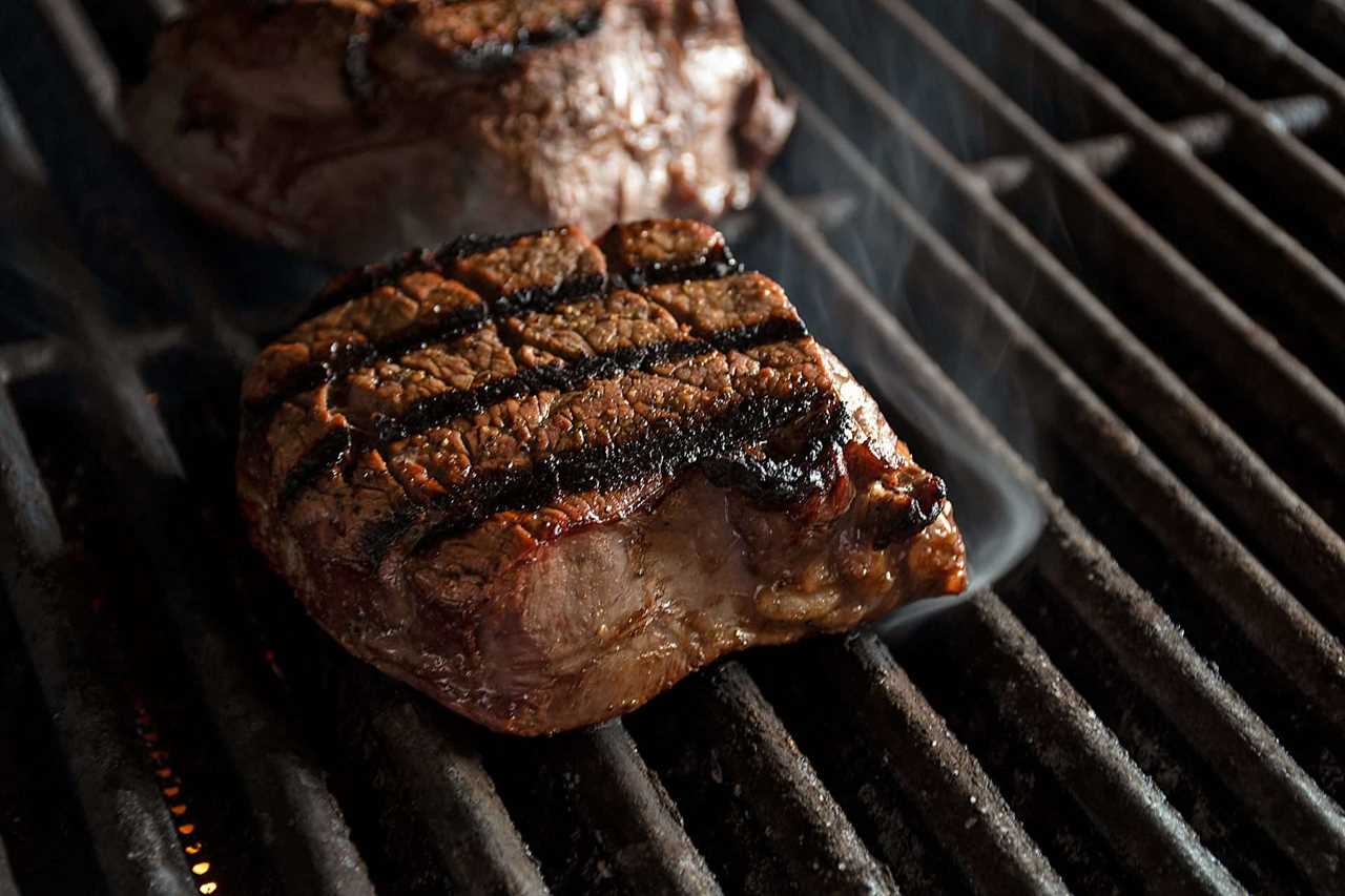 searing filet steaks on grill