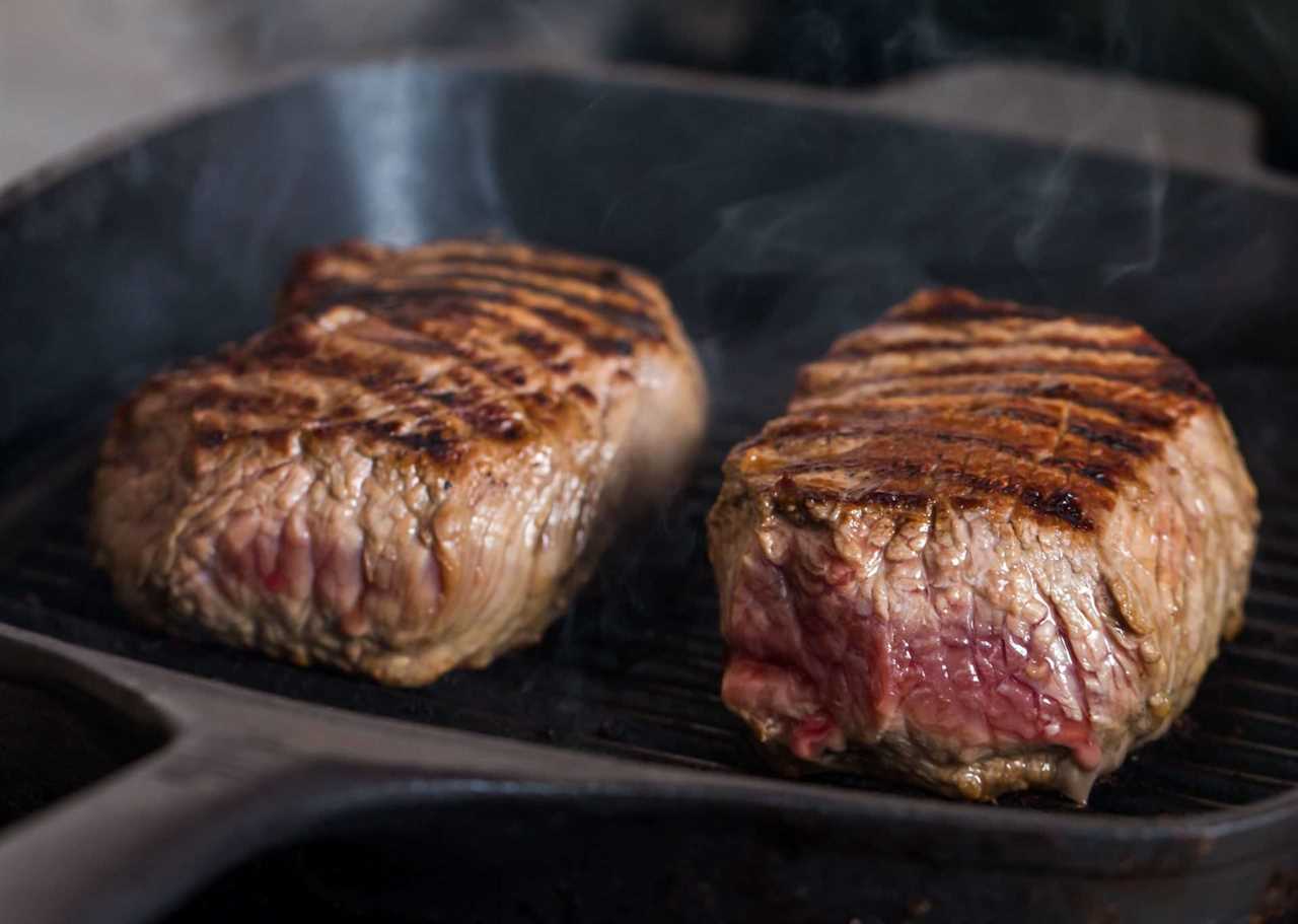 searing beef steaks in cast iron skillet