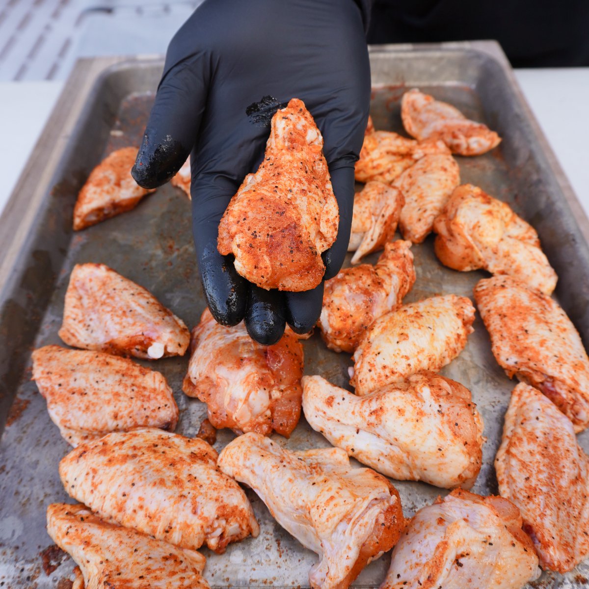 Well seasoned raw chicken wings