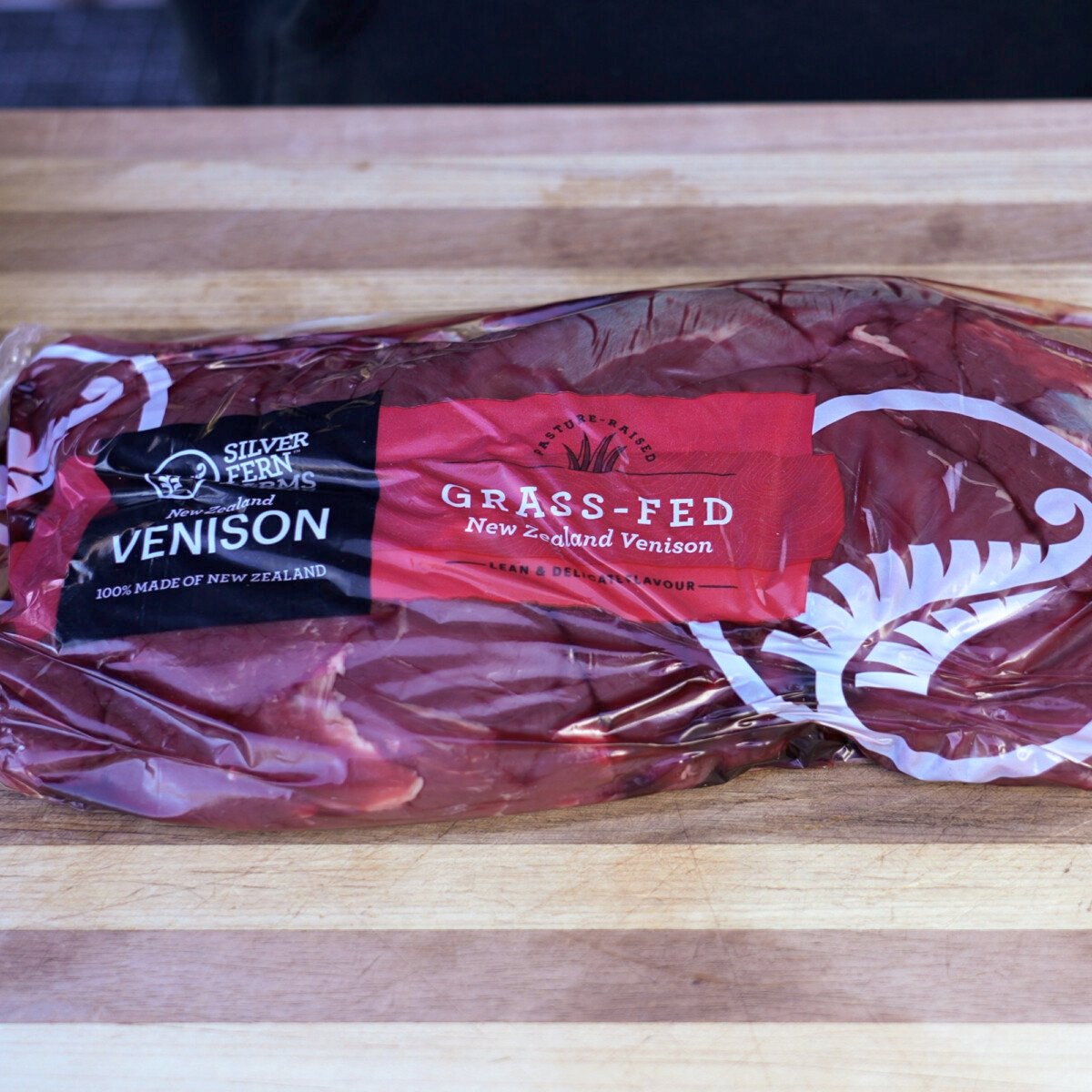 venison tenderloin in packaging.