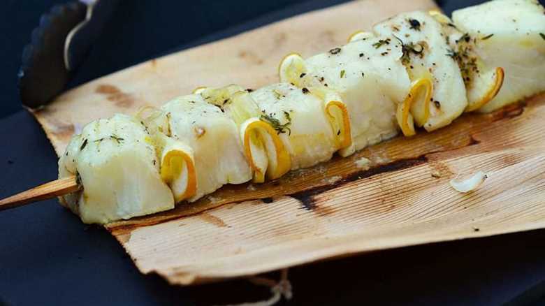 Cedar Wrapped Fish Skewers