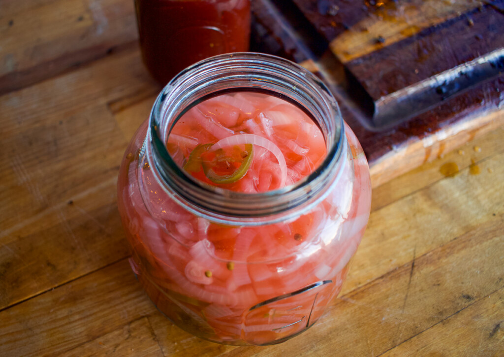 a jar of pickled onions