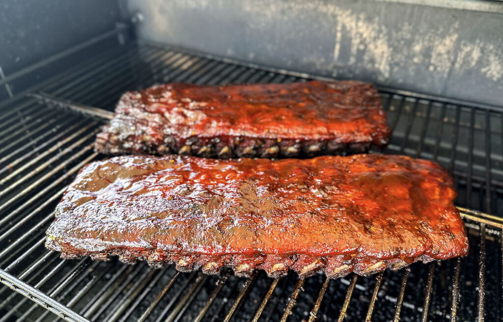 3-2-1 ribs on pellet smoker