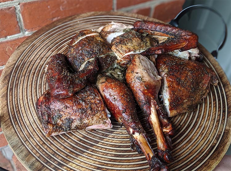 smoked turkey in an electric smoker