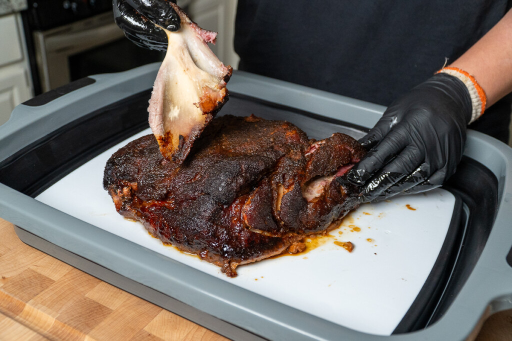 bone fully removed from smoked pork butt