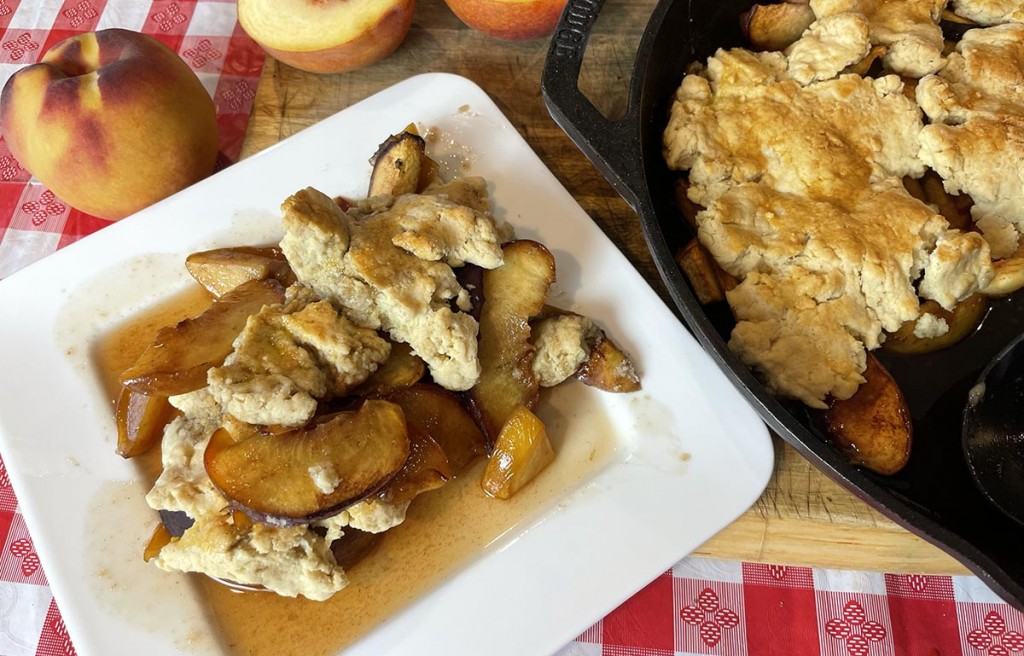 smoked peach cobbler