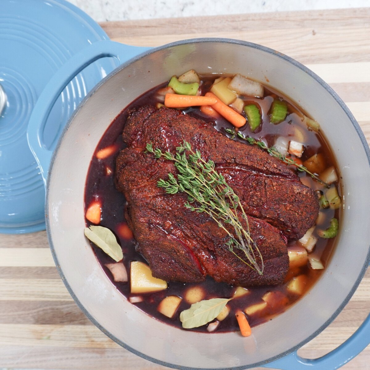 braised easy smoked pot roast dinner