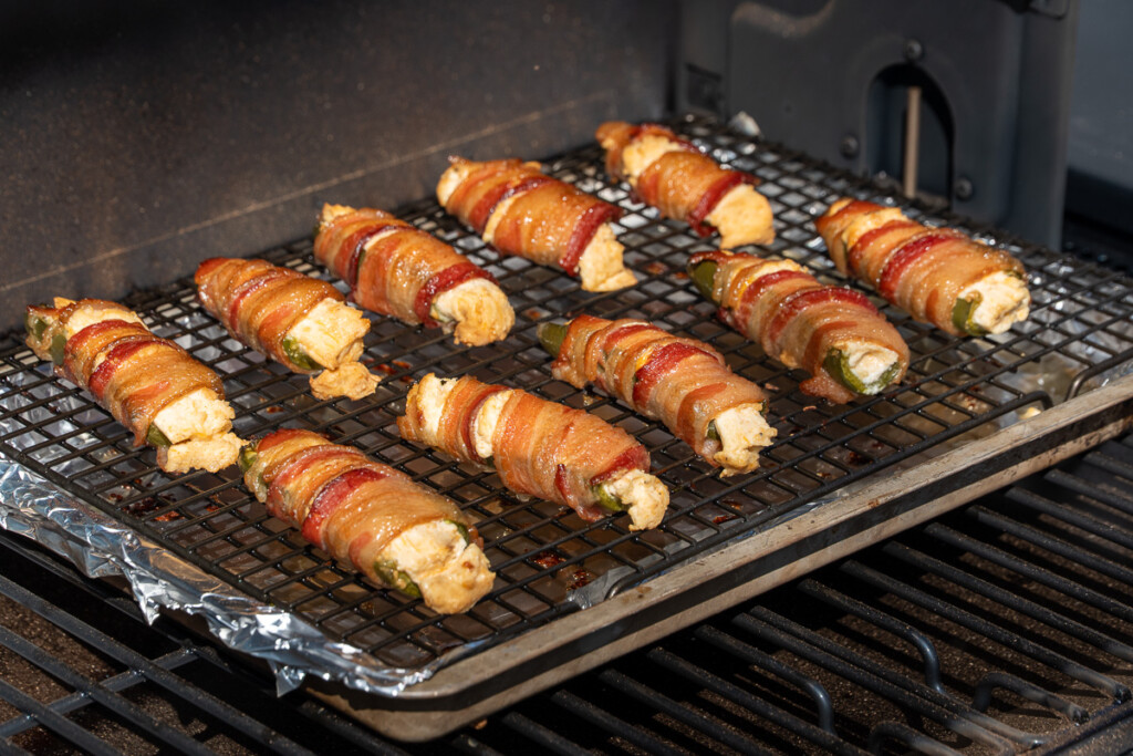 jalapeno poppers in the smoker pretty much cooked