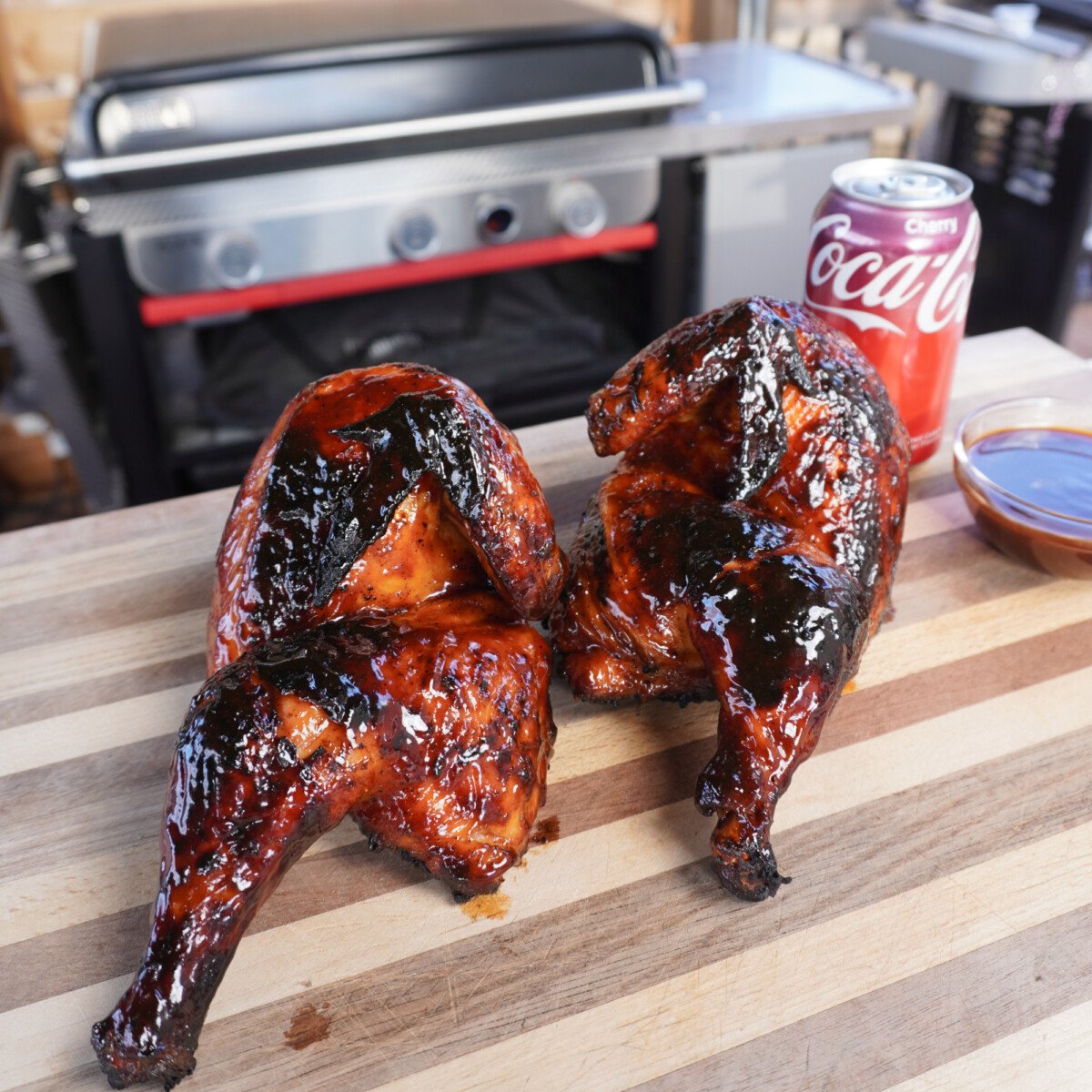 cherry coke bbq chicken halves.