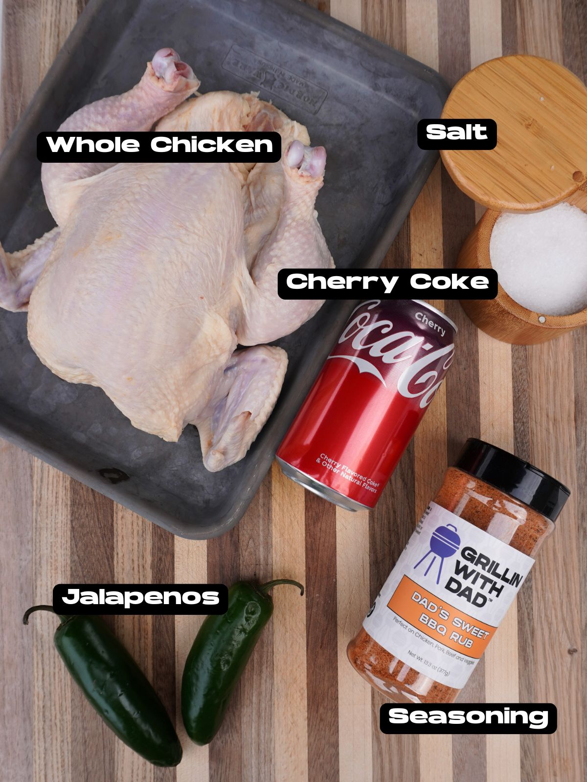 Ingredient list for the cherry coke bbq chicken.