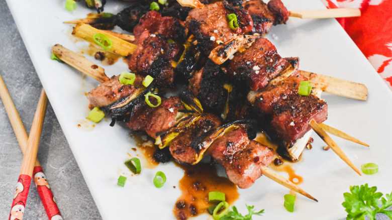 Pork Belly Yakitori (Ton Negima)