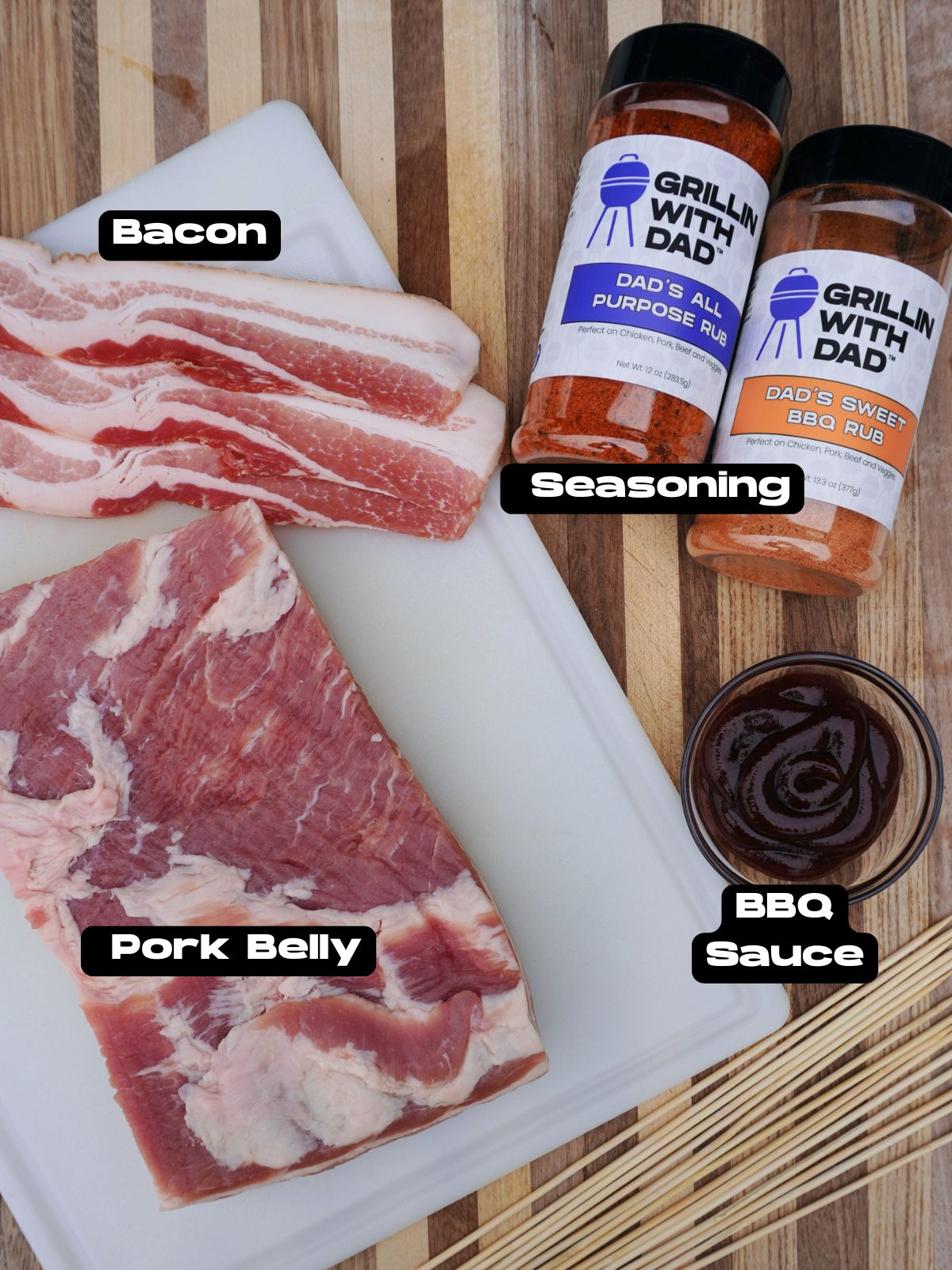 Smoked pork belly ingredients.