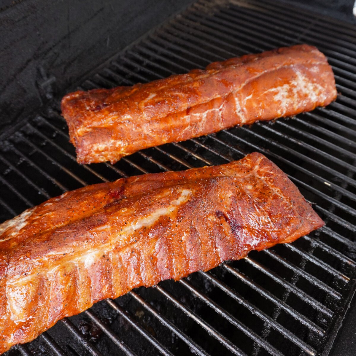 ribs on the smoker.