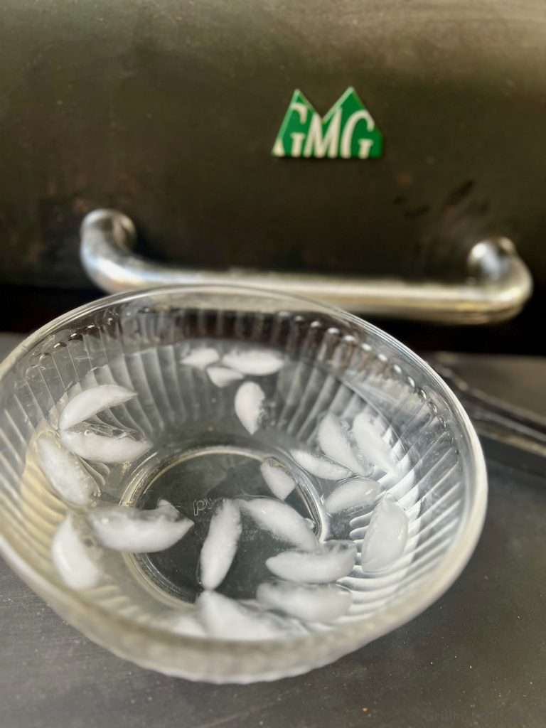 Ice water bath for my smoked eggs