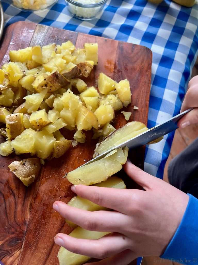 Chopping Smoked Potatoes