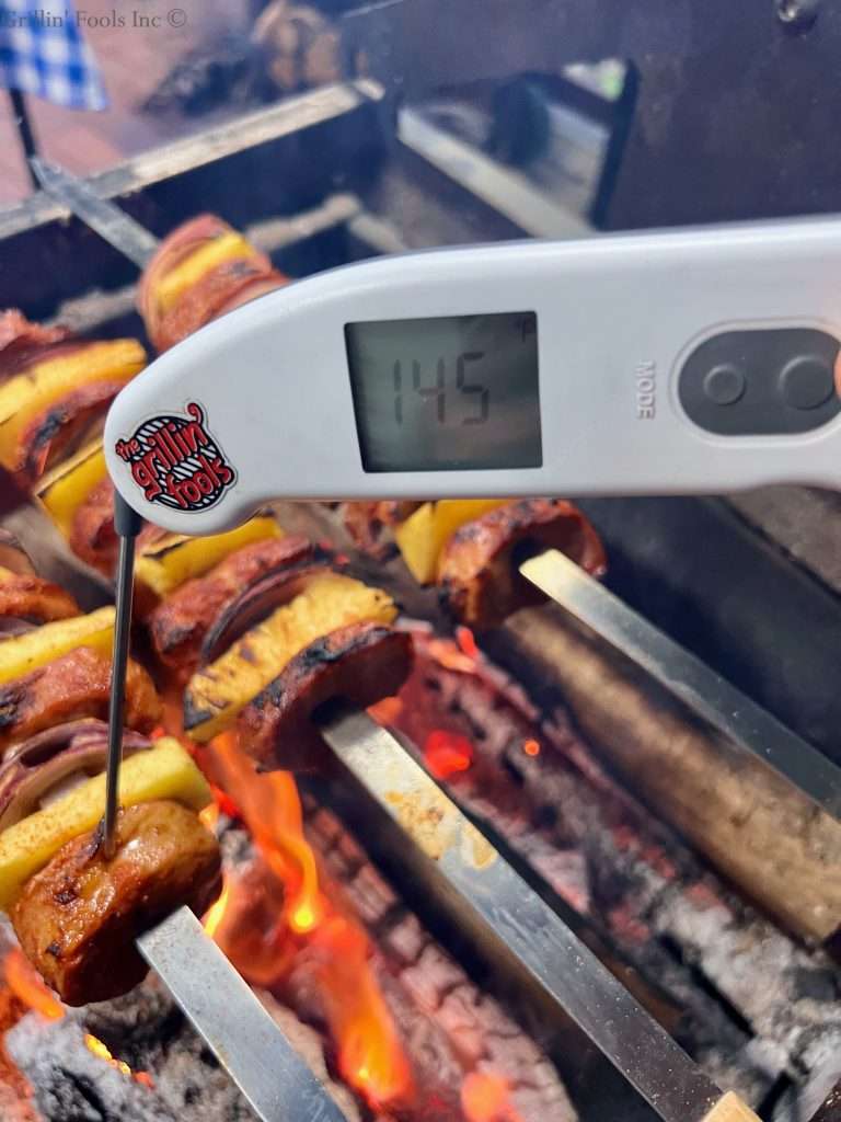 According to the USDA 145F is all you need to cook pork to and we highly recommend that.