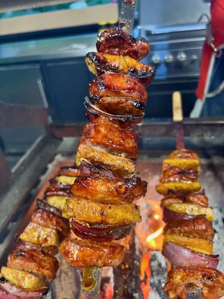 Closeup of a Sweet Pork Skewer