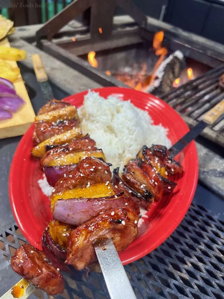 Plated Pork Skewers