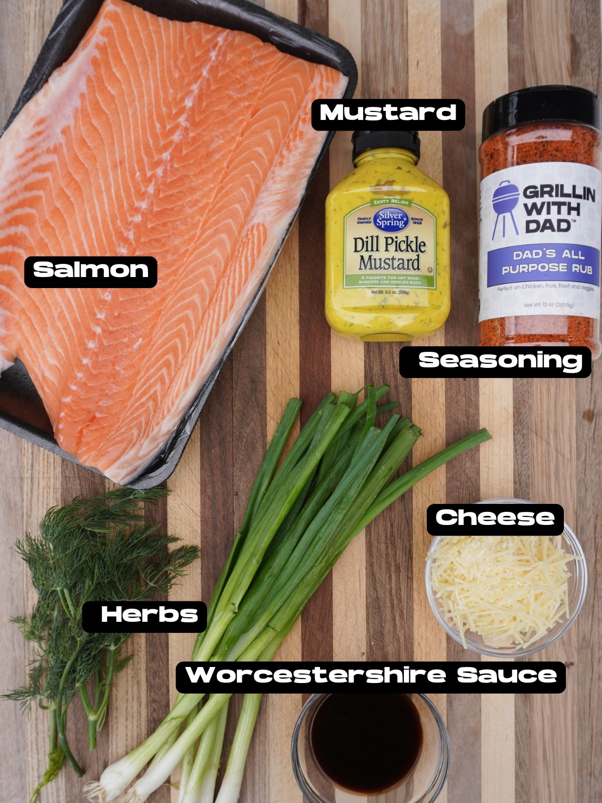 Salmon with dill mustard sauce ingredients.