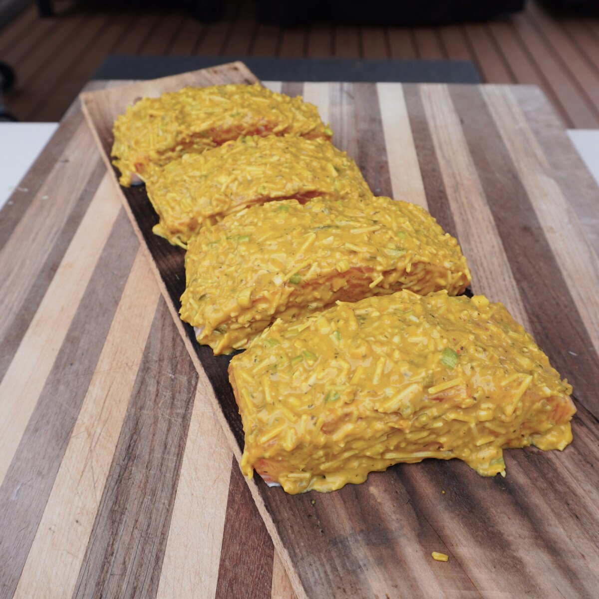 raw salmon with dill mustard sauce.