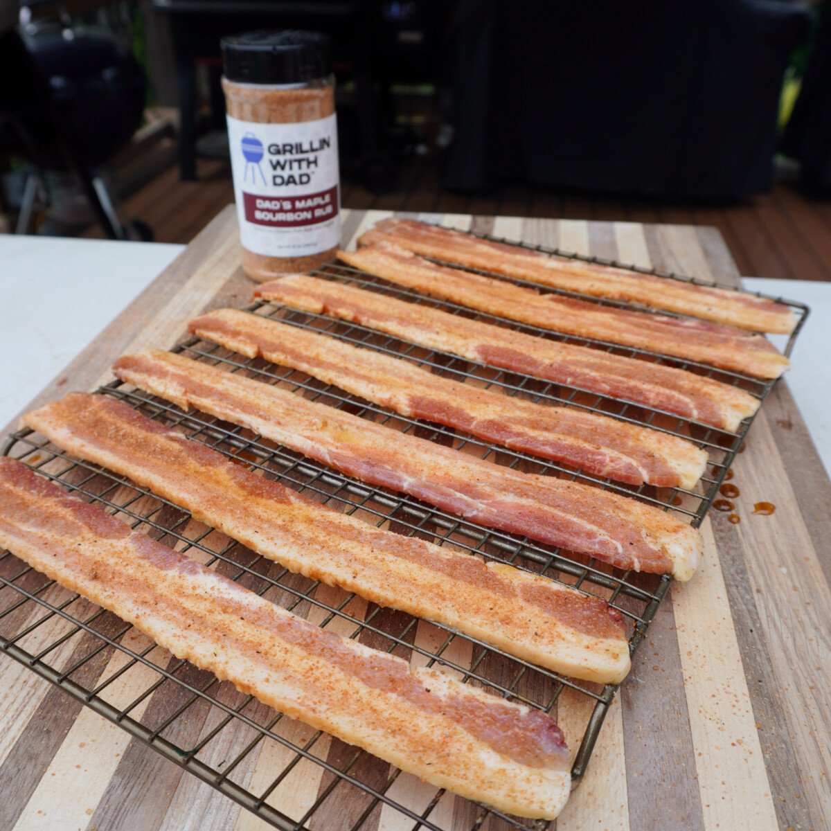 seasoned bacon strips.