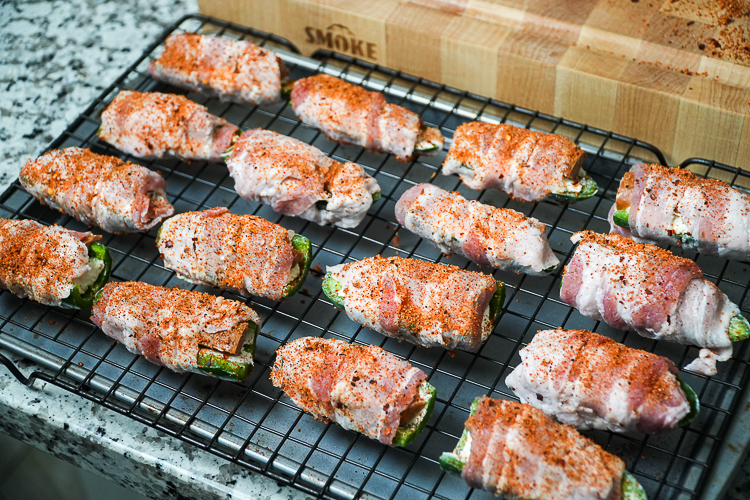 atomic buffalo turds with bbq seasoning on a wire rack