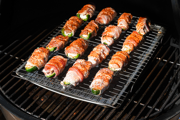 atomic buffalo turds on a wire rack in the smoker