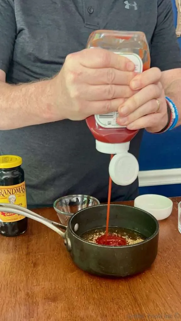 Ketchup going into a homemade BBQ Sauce