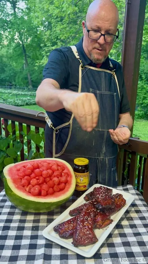 Garnishing the Smoky Party Ribs