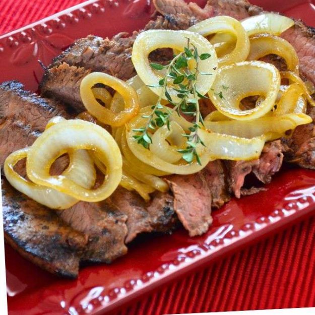 sliced-flank-steak-and-onions