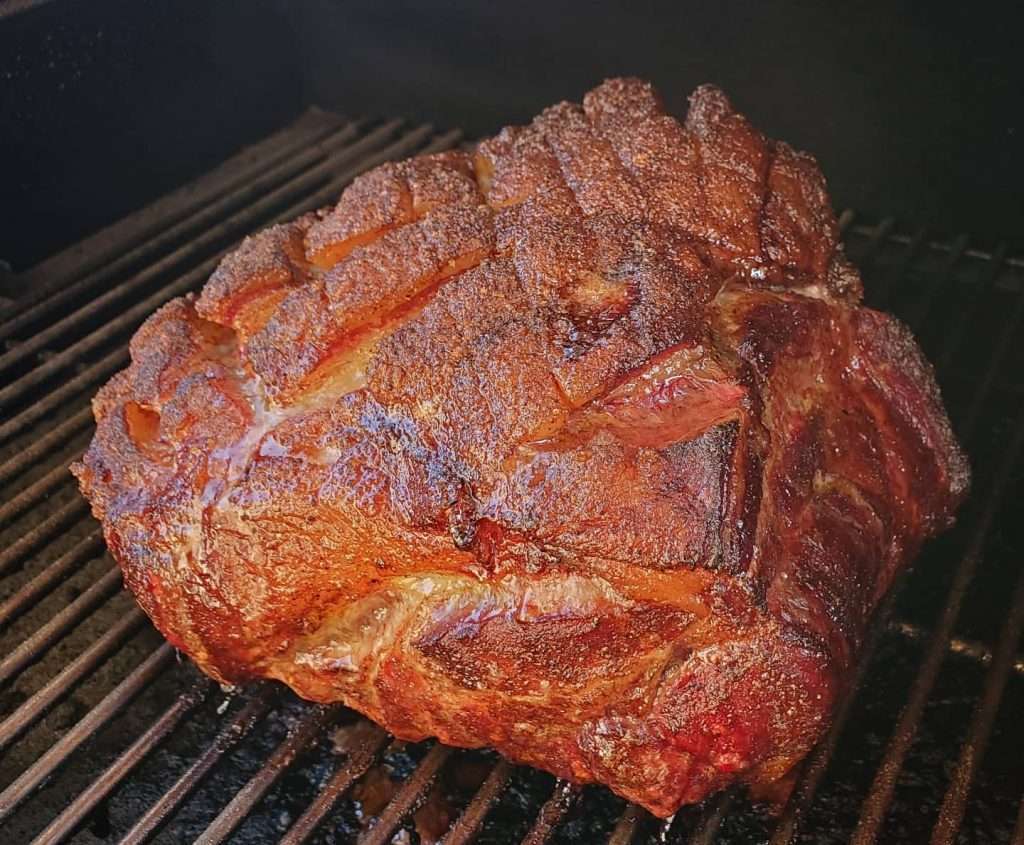 Smoked pork butt with dark bark