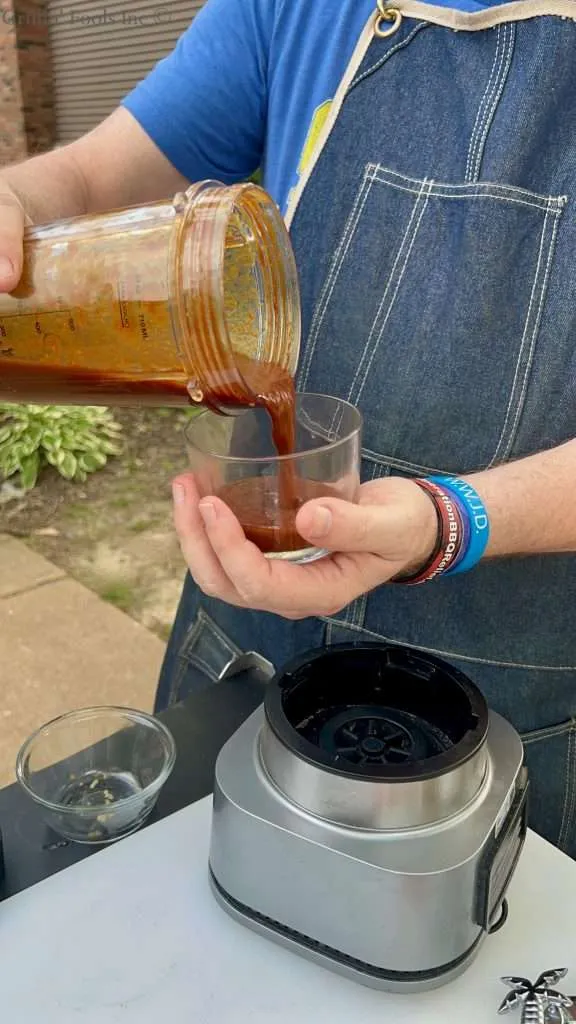 Pouring the Pineapple and Molasses Glaze into a Bowl