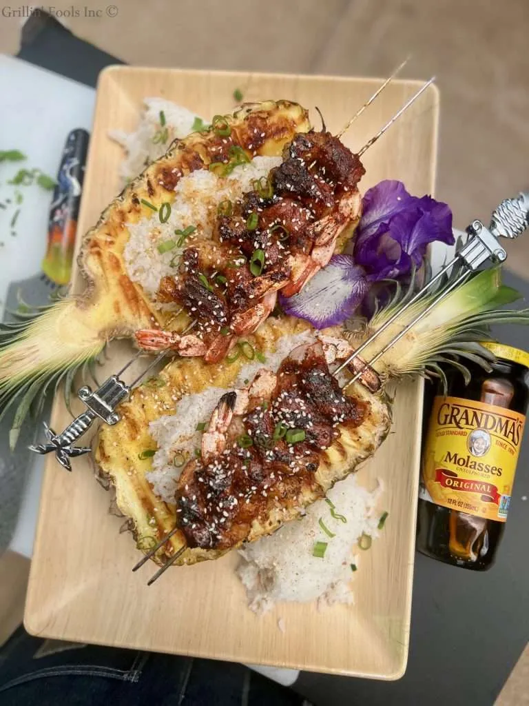 Plated Shrimp Skewers