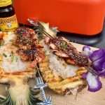 BBQ Shrimp Skewers on a Pineapple Boat
