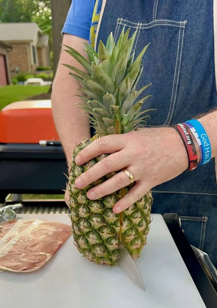 Sliced the pineapple all the way through bottom