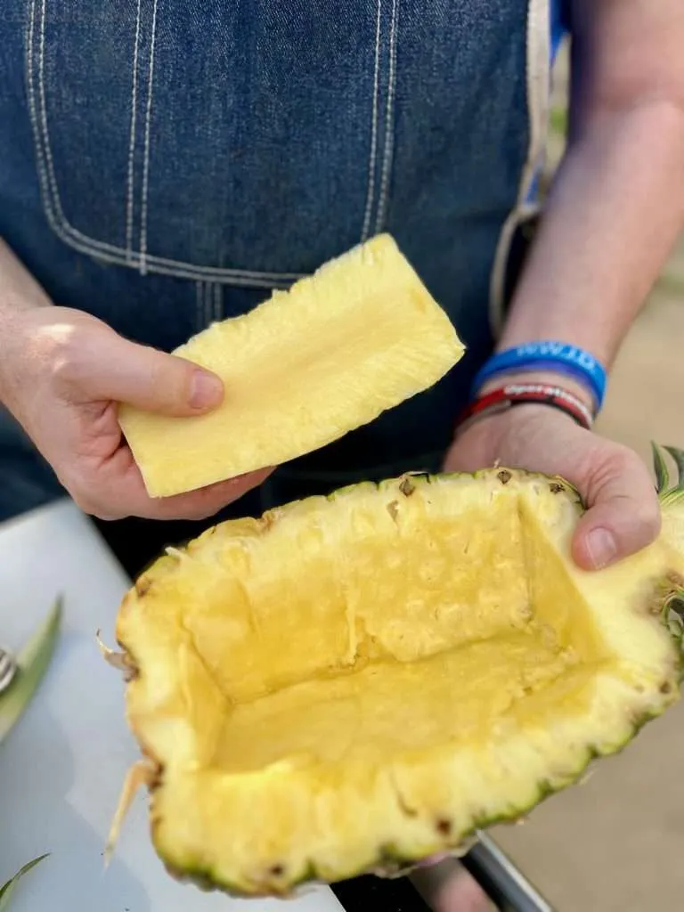 Remove the interior of the Pineapple to make a Boat