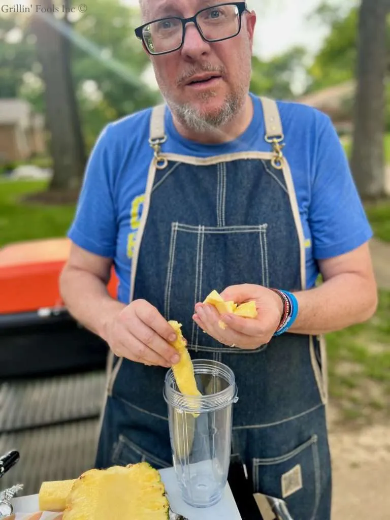 Drop the soft pineapple into a blender or food processor