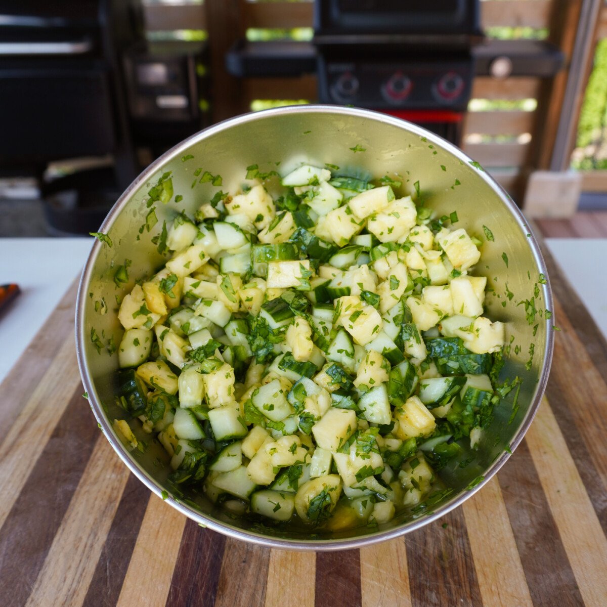pineapple and cucumber salsa.