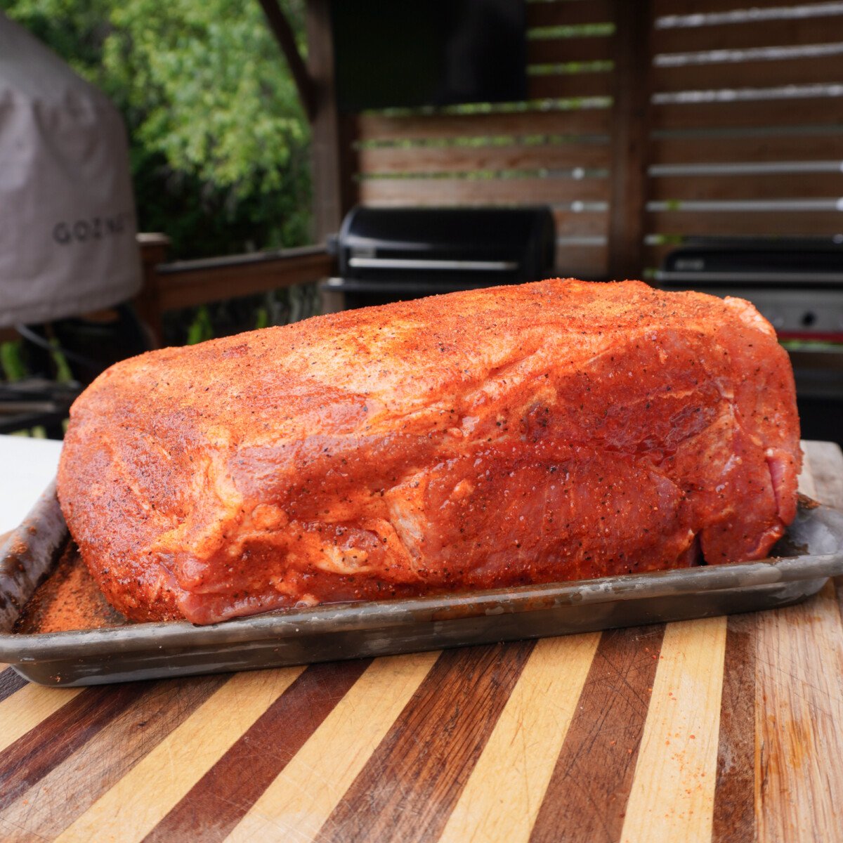 seasoned raw pork shoulder.