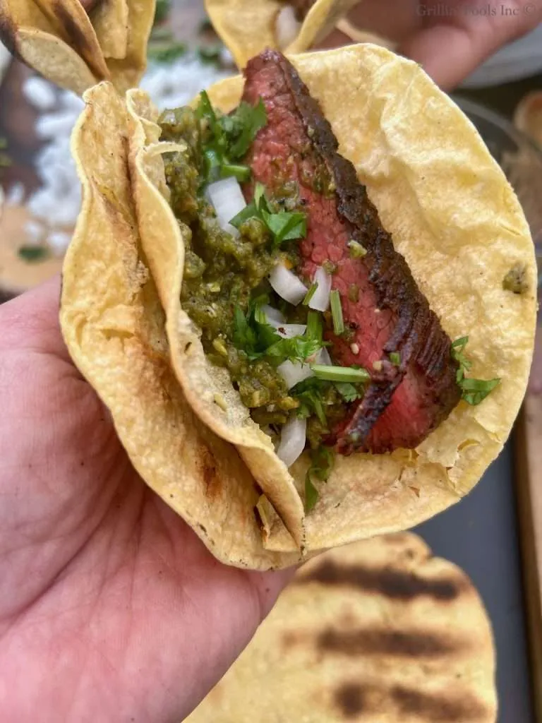 Chuck Roast Steak Taco with Salsa Verde