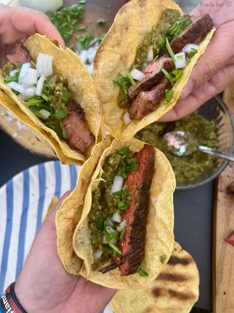 Chuck Roast Steak Tacos with Salsa Verde