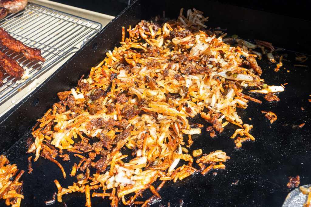 cooked hash brown on the griddle