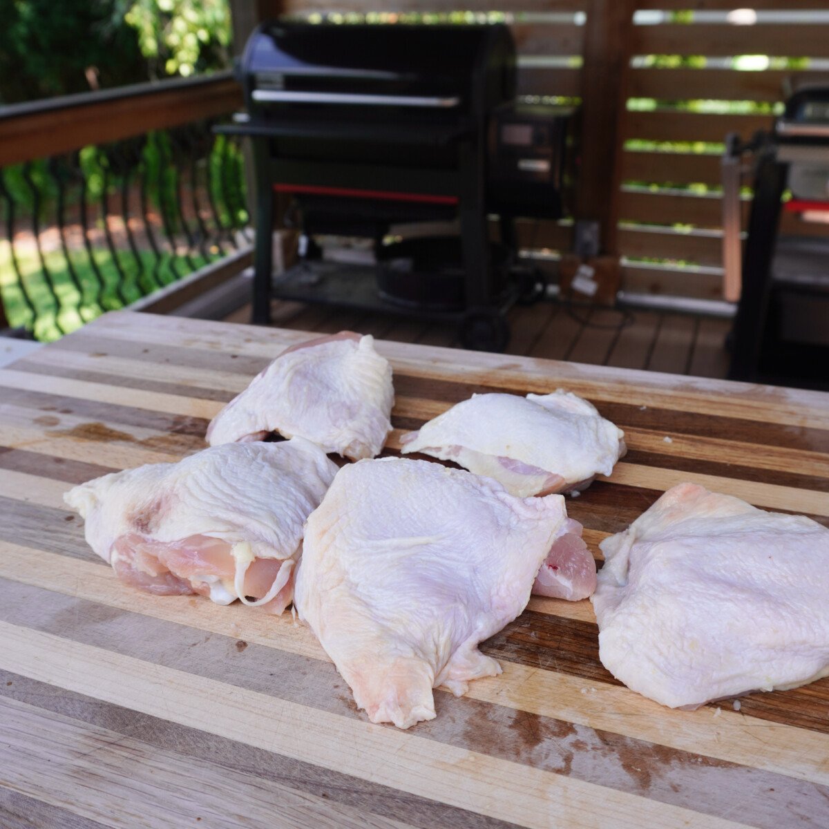 trimmed raw chicken thighs.