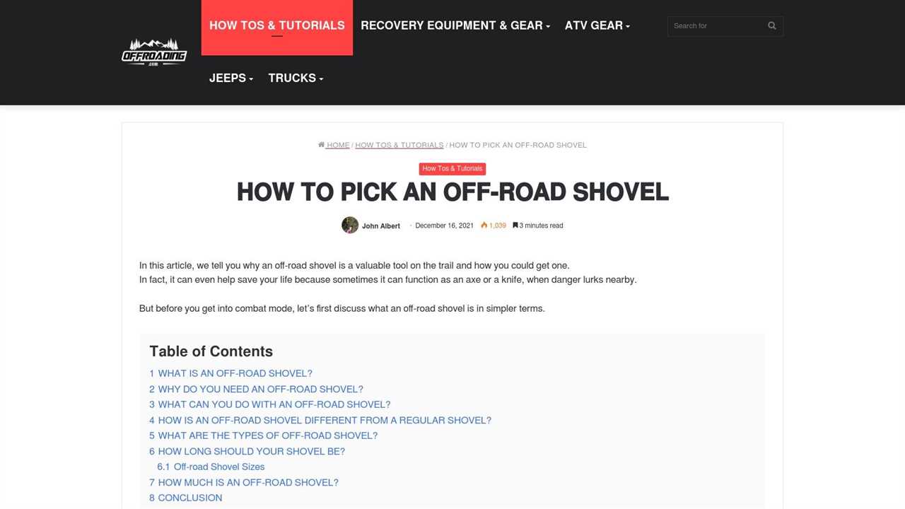 How To Pick An Off Road Shovel