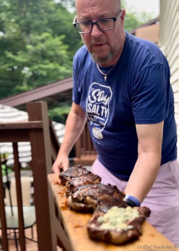 Cast Iron Ribeyes on the Grill