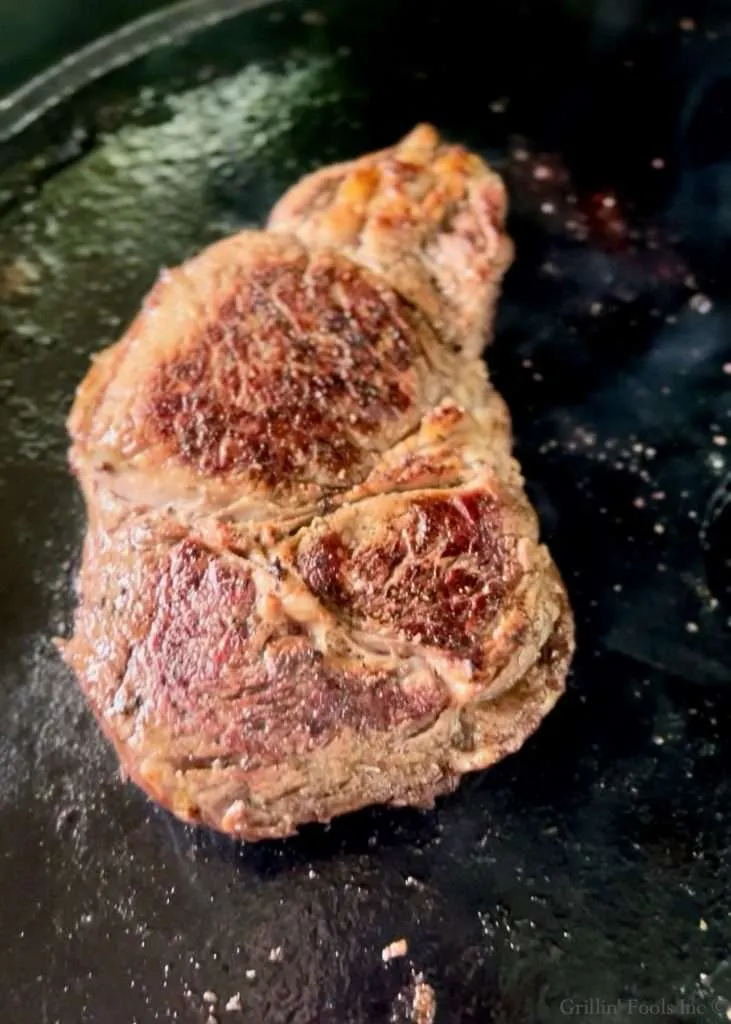 Cast Iron Ribeyes on the Grill