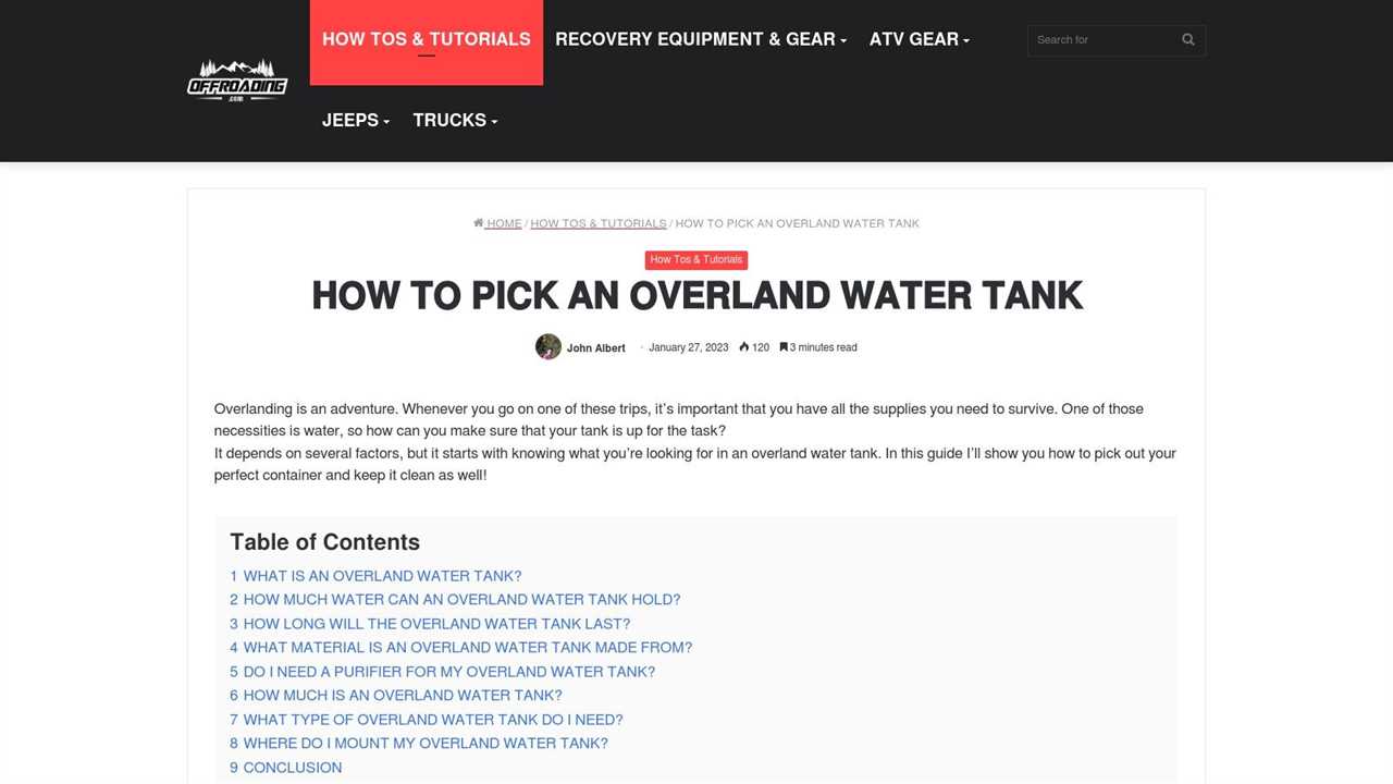 How To Pick An Overland Water Tank