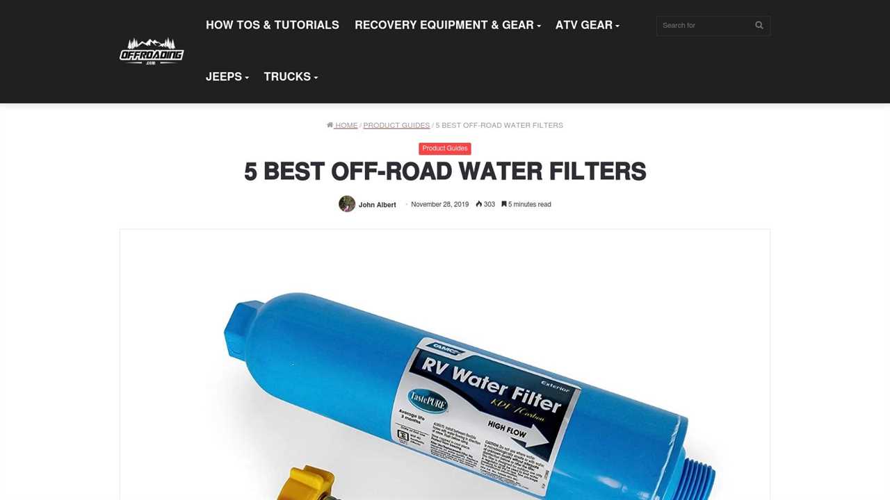 Screenshot of the 5 Best Off Road Water Filters article on Offroading.com