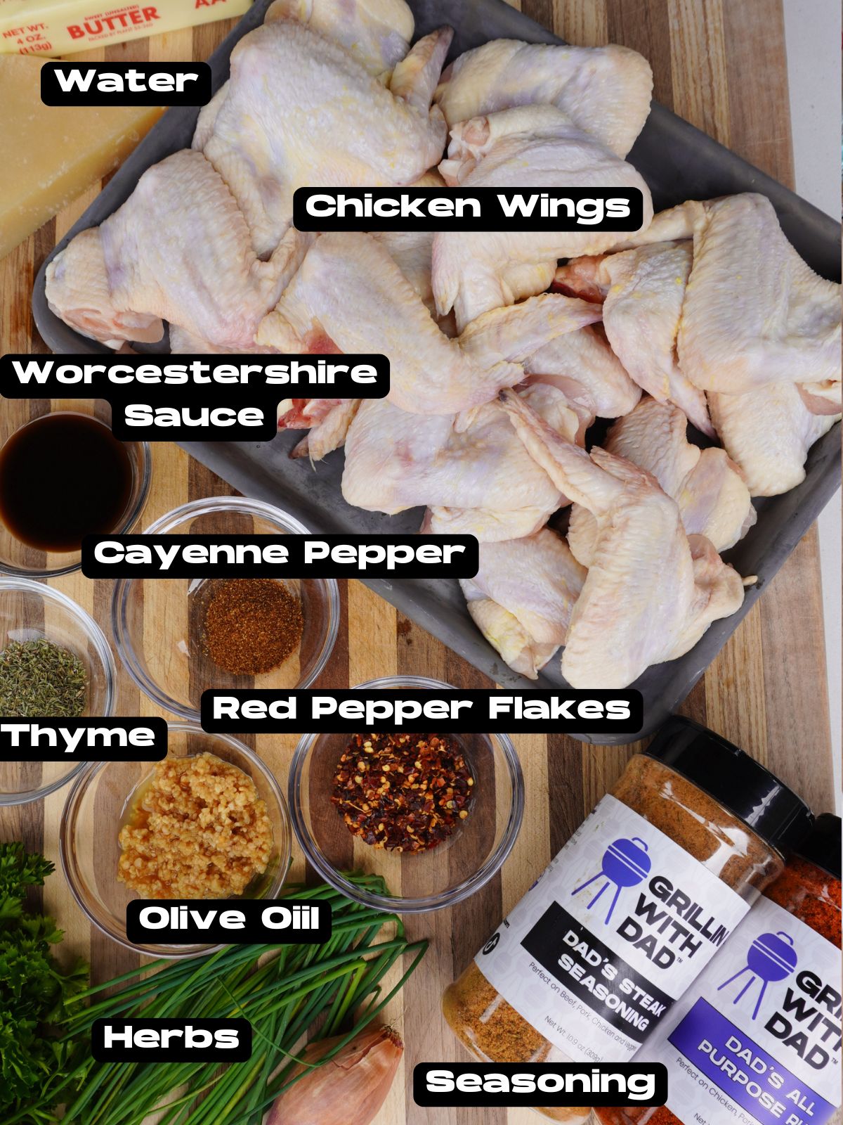 cowboy butter chicken wings ingredients.